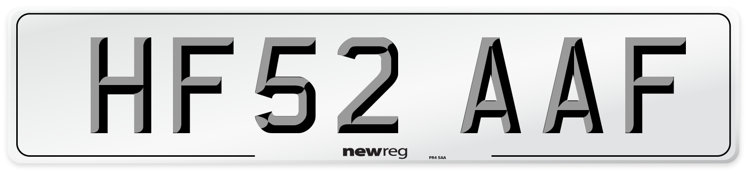 HF52 AAF Number Plate from New Reg